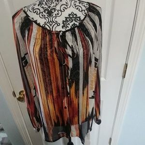 Milano printed shear blouse Sz XL